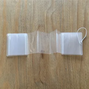 Transparent frosted accordion mini card photo storage book detail unfolding view.