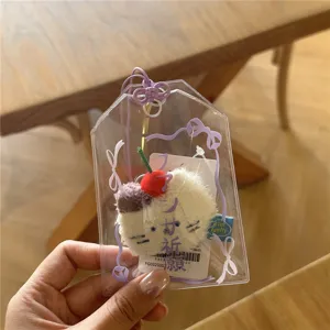 Transparent PVC Omamori Card Holder Cute Photocard Storage Bag Badge Display Pendant Japanese Style Card Protector