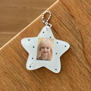 Star Acrylic Photocard Holder Cute K-pop Idol Star Photo Card Sleeve with Ball Chain