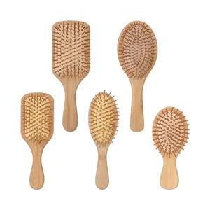 Spazzola per Capelli a Cuscino d'Aria in Bambù Naturale Massaggio Cuoio Capelluto Pettine Districante Setole in Legno per Donna Cura dei Capelli Quotidiana