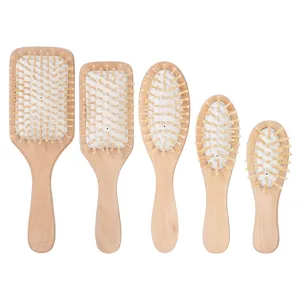 Spazzola per Capelli in Legno di Loto Naturale Pettine a Cuscino d'Aria per Massaggio al Cuoio Capelluto Mini Spazzola Piatta Portatile