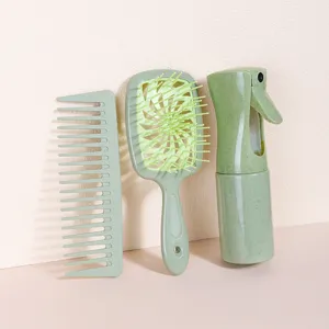 Juego de peines para el cabello de paja de trigo con peine, cepillo y botella spray.