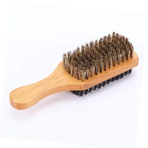 Spazzola per Barba a Doppio Lato da Uomo in Legno di Faggio Setole di Cinghiale Nylon Pettine per Cura Strumenti per lo Styling dei Capelli
