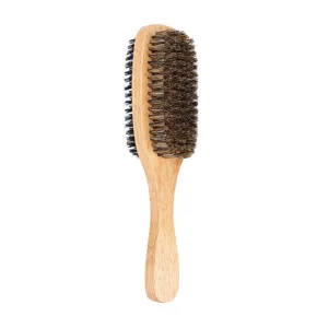 Spazzola da barba in legno a doppia faccia per uomini con setole naturali per cura.
