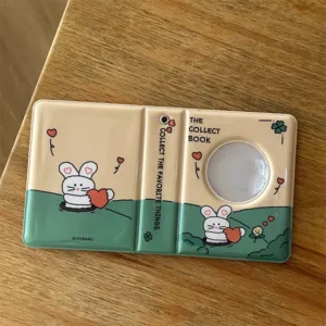 Koreanischer Ins-Stil 3-Zoll-Fotokartenhalter-Album mit süßem Kaninchen-Design und Herzen.