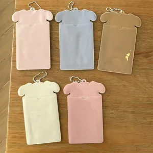 Süßer 3-Zoll Hasen Fotokartenhalter ID Karten Schutzhülle mit Kette für Kpop Fans Display