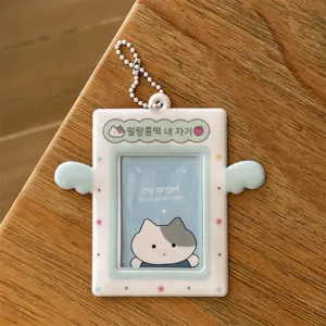 Porte-carte mignon ailes d'ange chat 3 pouces polaroid idole photo stockage pendentif.