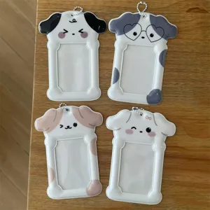 Cute dog shaped 3 inch photocard holder id card protector with chain for Kpop photocard display