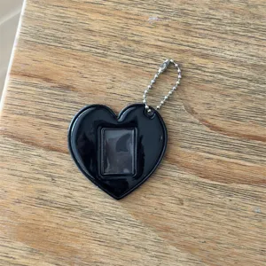 Heart Shaped Photo Card Holder Keychain Transparent PVC Photocard Protector Mini Cute Keyring Pendant Bag Charm
