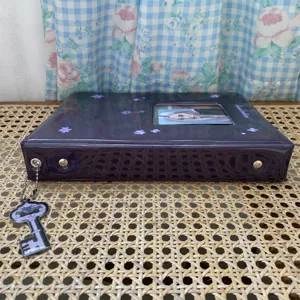Deep purple A5 6-ring photocard binder idol album storage book with cute key pendant.