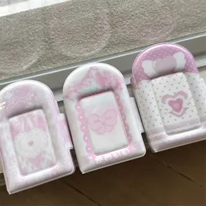 Mini álbum polaroid rosa de 3 pulgadas para fotokart kpop lindo corazón lazo broche álbum