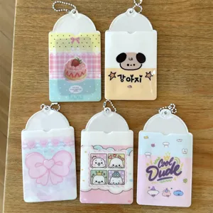 Cute aesthetic photocard holder 3 inch polaroid id card protector with keychain for kpop