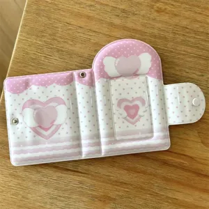 Tarjetero rosa corazón alas 3 pulgadas lindo álbum de colección tarjetas kpop almacenamiento