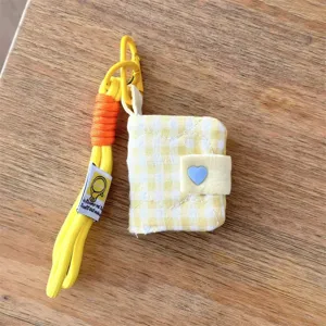 Mini karo fotoalbum schlüsselanhänger gelb stoff mini buch anhänger taschenzubehör ausweis