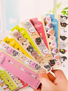 Cute cartoon animal sticky notes set, portable page markers for journaling, bookmarks.