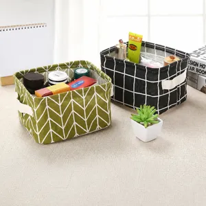 Baumwolle Leinen Desktop Aufbewahrungskorb faltbar wasserdicht Stoff Organizer Box