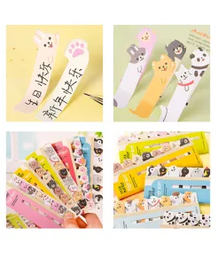 Cute animal sticky notes set, cartoon book markers and portable memo pads for study.