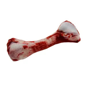 Juguete masticable para mascotas de hueso de carne de simulación de lona de felpa divertida.