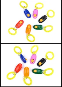 Clicker per addestramento cani set attrezzo obbedienza animali con cinturino elastico colore