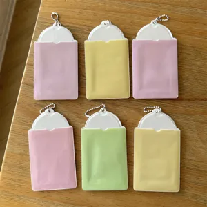Pastel cake design 3 inch photocard holder cute idol card protector with ball chain for daily use
