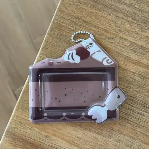 Ins style chocolate cake shape horizontal PVC photocard holder 3 inch ID card sleeve keychain