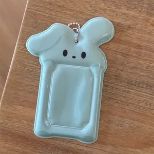 Porte-carte Photo de Dessin Animé Mignon Ins Transparent PVC Protecteur de Carte de Bus Avec Chaîne de Perles Pendentif de Stockage de Photo d'Idole