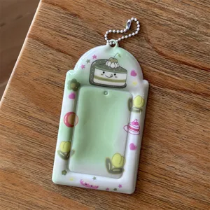 Green cake 3 inch card holder for photocard polaroid id card storage display pendant