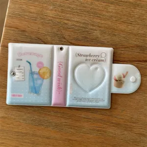 Mignon mini album photo 3 pouces avec fenêtre en cœur, pochette tendance pour cartes.