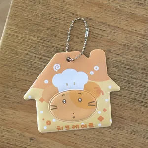 House shape 2 inch ID photo card holder cute cartoon keychain bag pendant photo storage charm