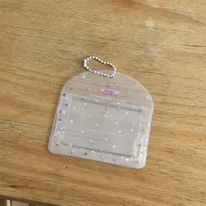 Portatarjetas de Estrella Transparente Funda Protectora de Fototarjetas de 3 Pulgadas con Cadena de Cuentas