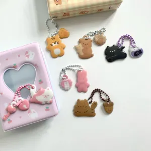 Ins Cute Cartoon Animal Acrylic Keychain Rabbit Tiger Cat Bear Pendant Bag Ornament