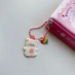 Schattig berenhanger detail, roze esthetische sleutelhanger en accessoire voor mini album.