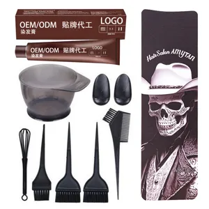 Kit professionale per tintura capelli 9 pezzi con ciotola, pennelli e tavolozza per salone.