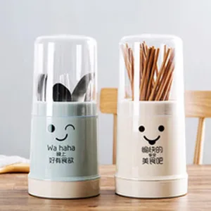 Porte-baguettes en plastique avec couvercle anti-poussiere boite de rangement de table