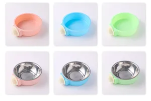 Hanging pet bowl stainless steel dog bowl cage fixed cat food water bowl anti spill feeder