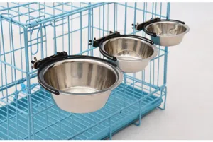 Gamelle pour chien en acier inoxydable suspendue pour cage anti-basculement