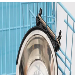 Détail de gamelle suspendue pour animal en acier inoxydable fixation cage accessoire