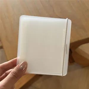 Transparent frosted mini accordion photo album for 3-inch cards, minimalist card holder.