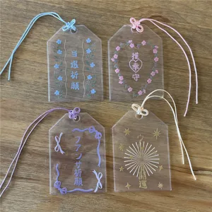 Clear PVC omamori card holder and photocard protector sleeves with cute hanging strings.