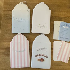 Étui à cartes de 6 pouces café au sel de mer rayé style Ins pendentif de rangement photo.