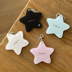 Acrylic star photo card holder cute star shaped ID badge protector keychain pendant