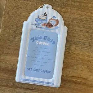 Pendentif porte-carte 6 pouces à rayures bleues thème café pour rangement de photos d'idoles.