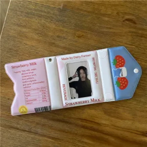 Porta photocard carino stile latte di fragola, mini album foto da 3 pollici per idol.