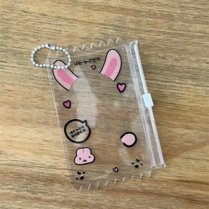 Bolsa porta fototarget de PVC transparente de 3 pulgadas con orejas de conejo y cadena.