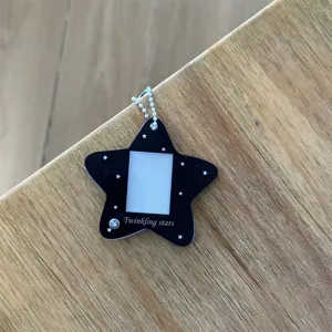 Acrylic star card holder keychain clear photo display cute student lanyard charm pendant accessory