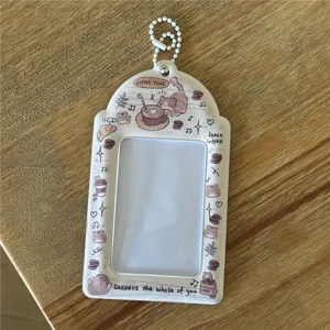 Süßer Katzen Fotokartenhalter 3 Zoll Kartenhülle mit Kette für Ausweise und Idol Fotos.