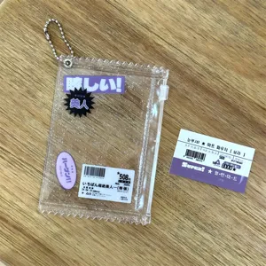 Clear glitter photocard holder cute candy bag zipper storage sleeve for Kpop idol cards.