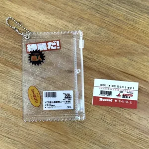 Clear glitter photocard holder zipper bag 3 inch idol merch sleeve protective cover transparent