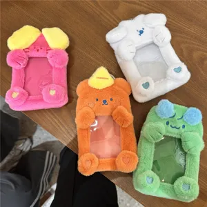 Portafotos de felpa suave de 3 pulgadas funda de tarjeta de animal lindo para bus ID
