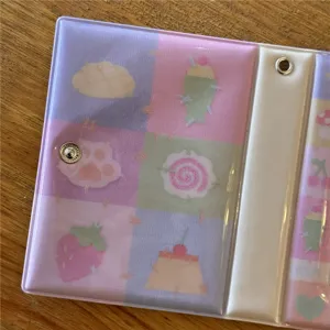 Lindo archivador de fotokartes PVC pastel de 3 pulgadas con botón para coleccionistas.